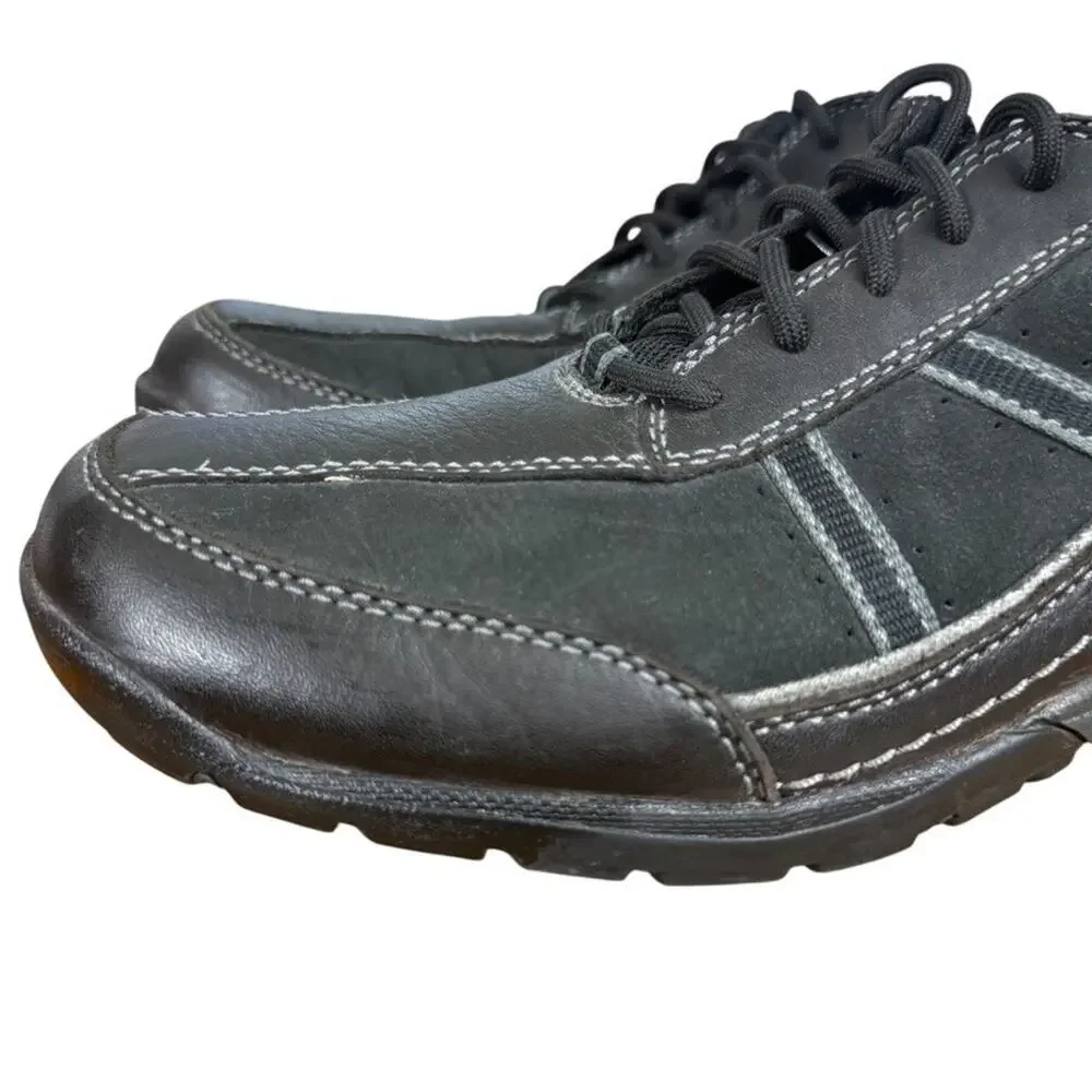 Rockport Mens Black Lace Up Sneakers Leather Comfort Shoes Dery sz 8.5